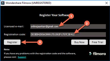 wondershare registration code email